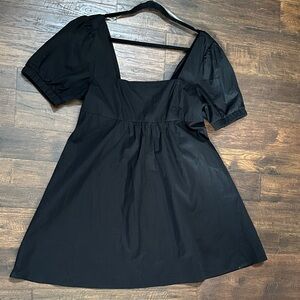Wild Fable Black Mini Dress with Puff Sleeves ruched top back XL NWT square neck
